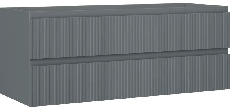 Mexen Rivel, kúpeľňová skrinka 120 cm, 2 zásuvky, drážkovaná, grafitová matná, 91A20-12047-2-BFF66