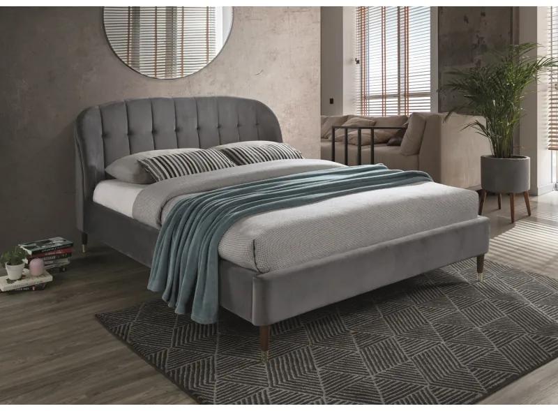Čalúnená posteľ LIGURIA VELVET 160 x 200 cm sivá Matrace: Bez matrace