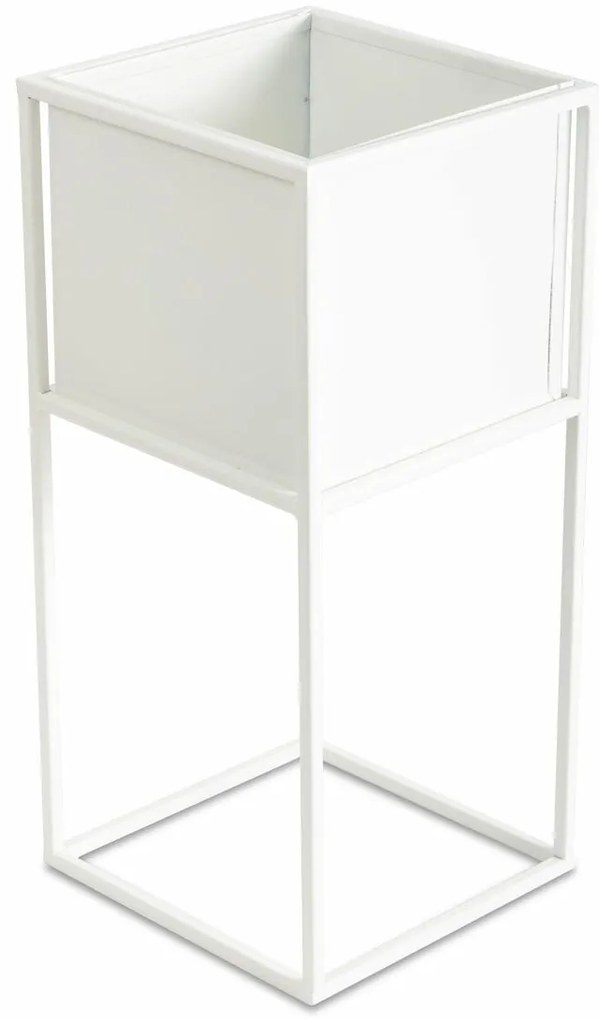 KOVOVÝ KVETINÁČ SO STOJANOM PLAIN 50X24 CM BIELA
