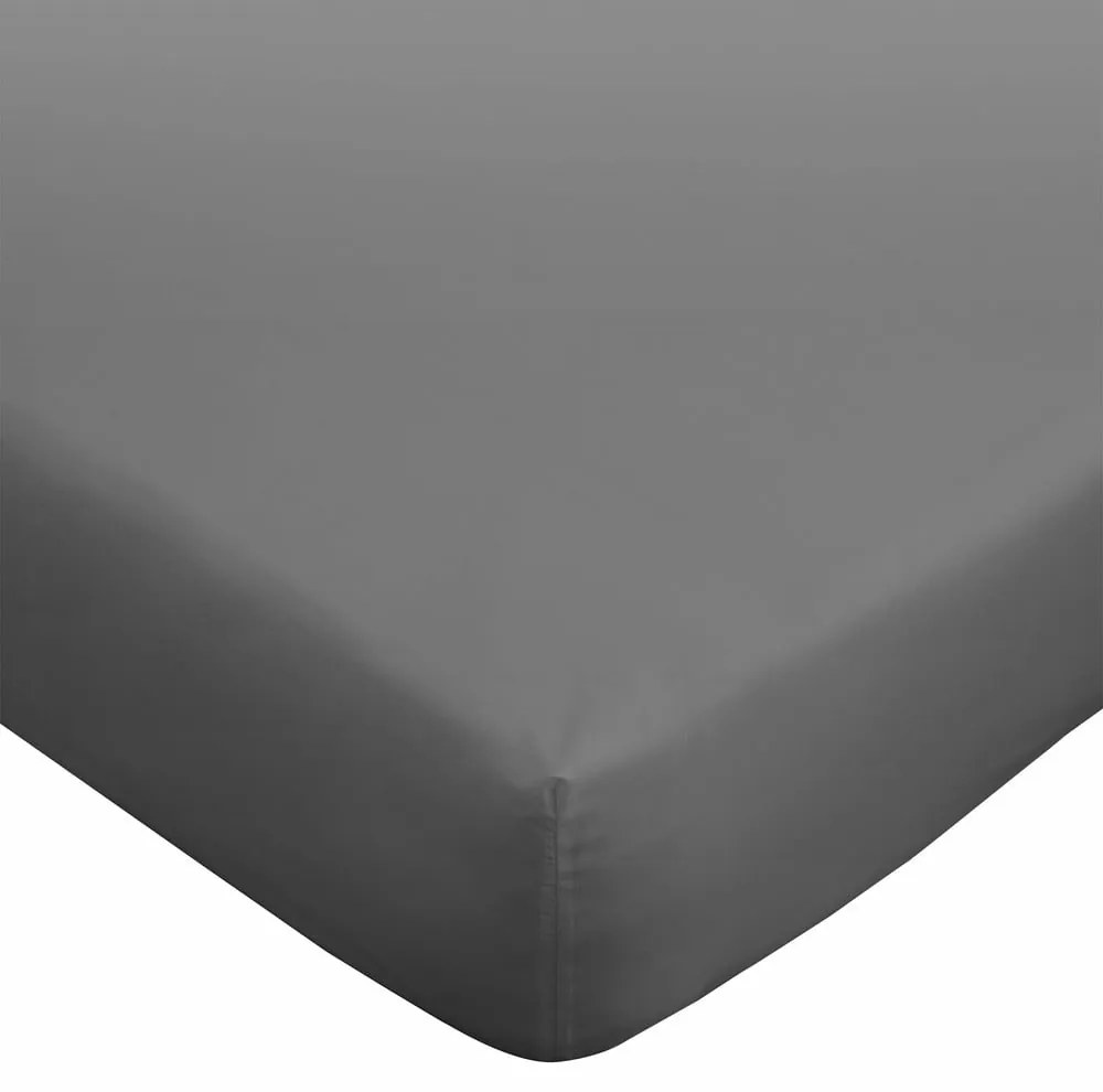 Tmavosivá napínacia plachta z egyptskej bavlny 90x190 cm – Bianca