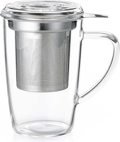 Sklenený hrnček s nerezovým sitkom