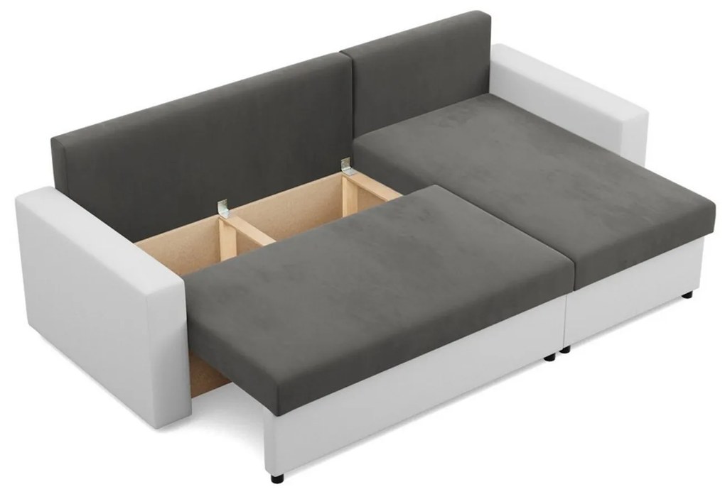 Rohová rozkladacia sedacia súprava LUNA Sivá/biela II
