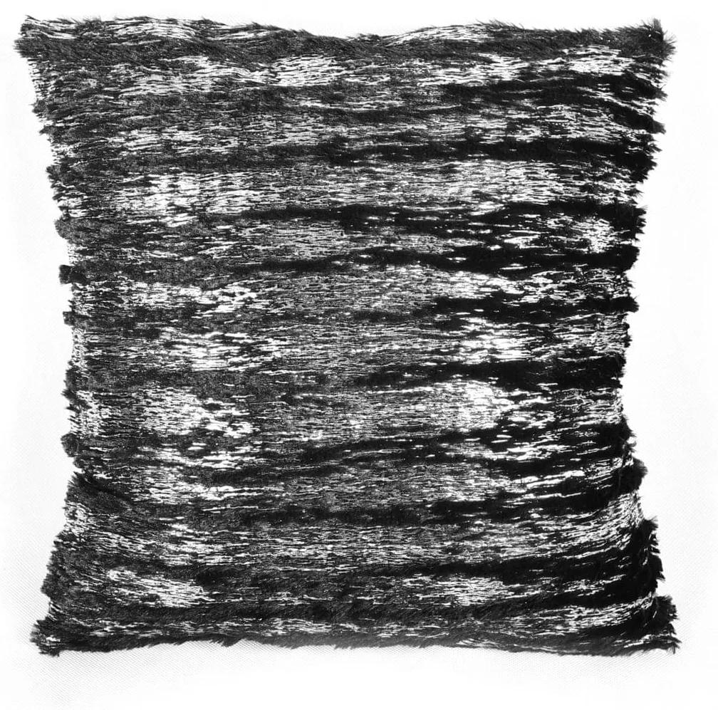 Povlečenie na vankúš, Strieborné pruhy, 40 x 40 cm, čierny