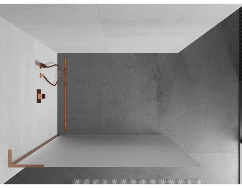 Mexen Kioto L, sprchová zástena Walk-In 110 x 200 cm, 8mm sklo námraza, medený matný profil, 800-110-103-65-30
