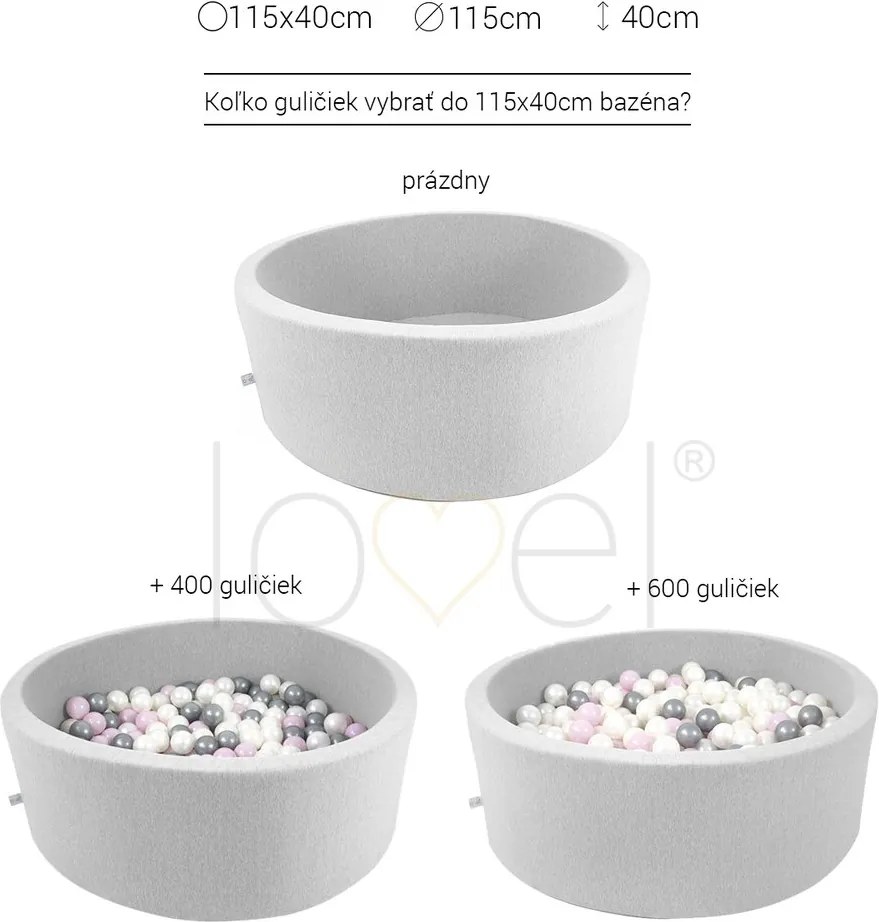 lovel.sk Suchý bazén s guličkami 115x40 + 400 guličiek - Glamour lila