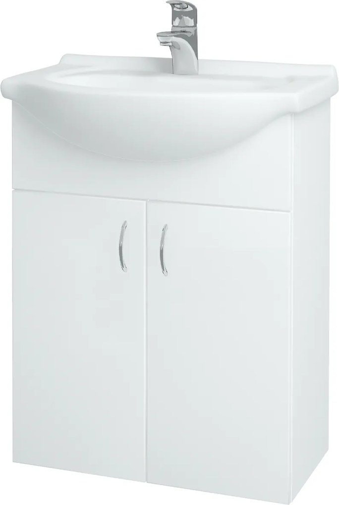 Dřevojas - Kúpeľňová skriňa PLUTO SZD2 60 - N01 Bílá lesk / N01 Bílá lesk (52334)