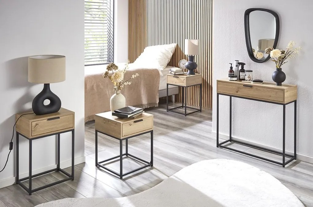 Odkladací/nočný stolík so zásuvkou Malmö, dub