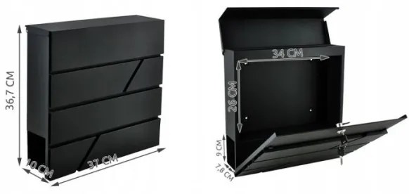 Poštovná schránka 36,7x37 cm antracit