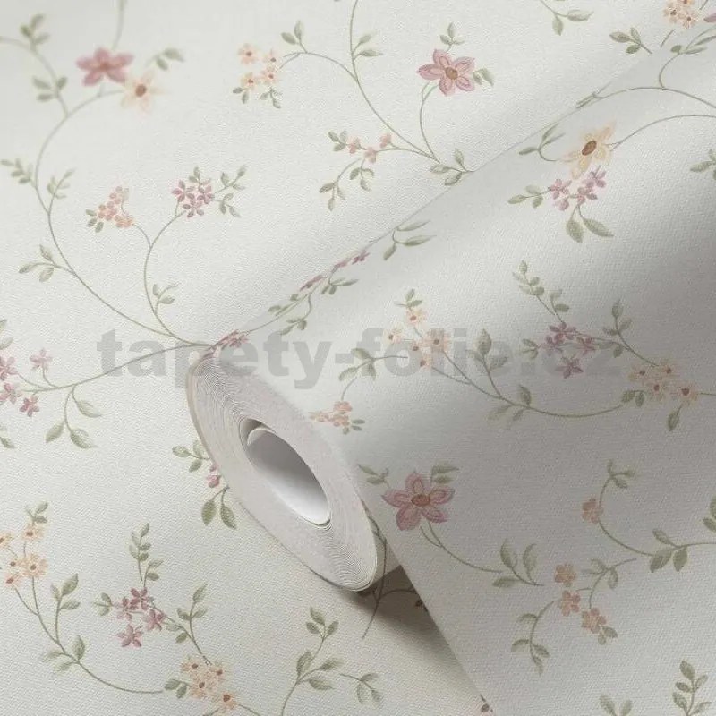 Vliesové tapety na stenu Maison Charme 93770-1, rozměr 10,05 m x 0,53 m, štylizované kvety farebné na krémovom podklade, A.S. CRÉATION