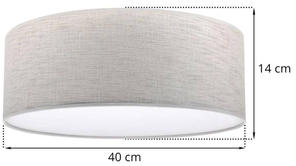 Stropné svietidlo Stone, 1x svetlobéžové textilné tienidlo/biele PVC tienidlo, (biele plexisklo), (fi 40cm)