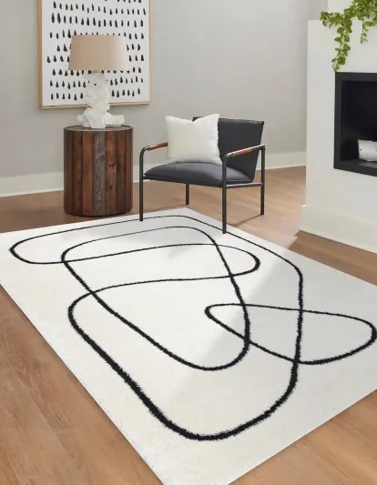 Kusový koberec Mode 8377 abstract cream/black, 80x150, biela, chodba / predsieň, Dywany Łuszczów