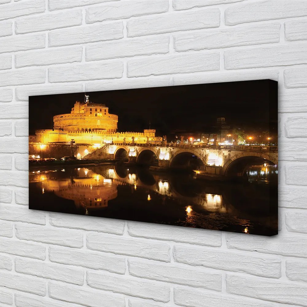 Obraz na plátne Rome River mosty v noci 120x60 cm