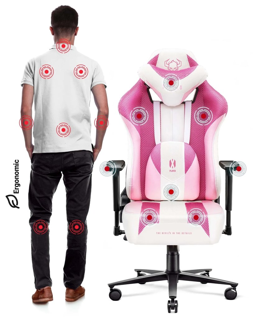 Látkové herné kreslo Diablo X-Player 2.0 Normal Size, Marshmallow Pink/ ružové