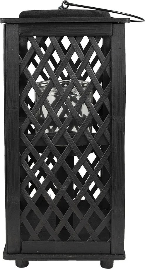 Čierny drevený závesný lampáš Bamboo - 19*19*40 cm
