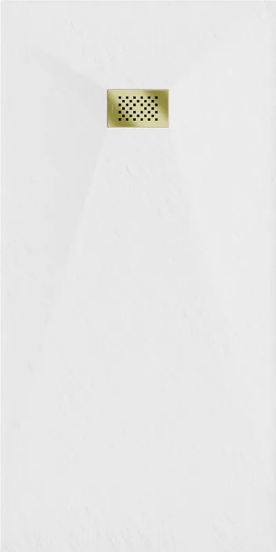Mexen Hugo, obdĺžniková sprchová vanička SMC 170 x 90 cm, biela, zlatá krytka, 42109017-G