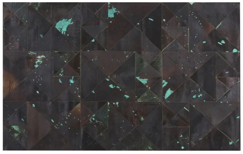 Kožený koberec 140 x 200 cm hnedá/tyrkysová ATALAN Beliani