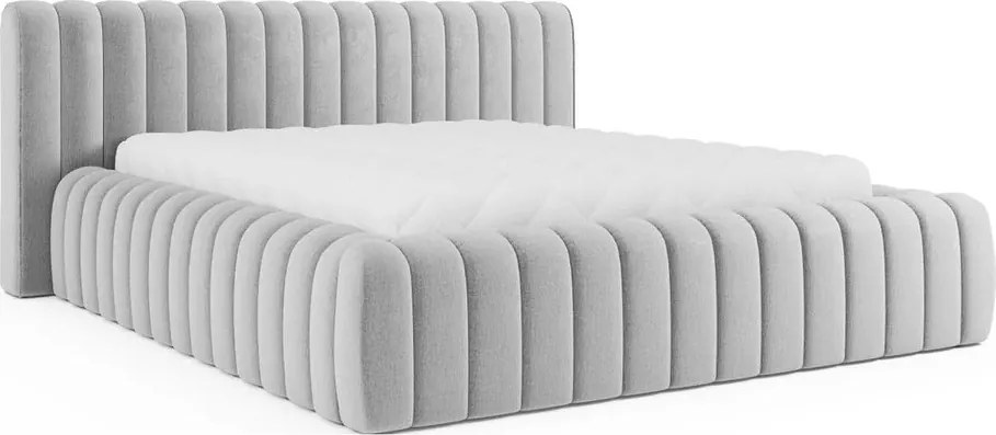 Svetlosivá čalúnená dvojlôžková posteľ s úložným priestorom s roštom 180x200 cm Carilla – ELTAP