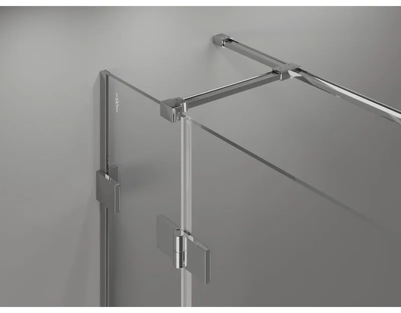 Mexen Lunar T, sklopný pravý sprchový kút 140 x 70 cm, 8mm číre sklo, chrómový profil, 834T-140-070-01-00-P