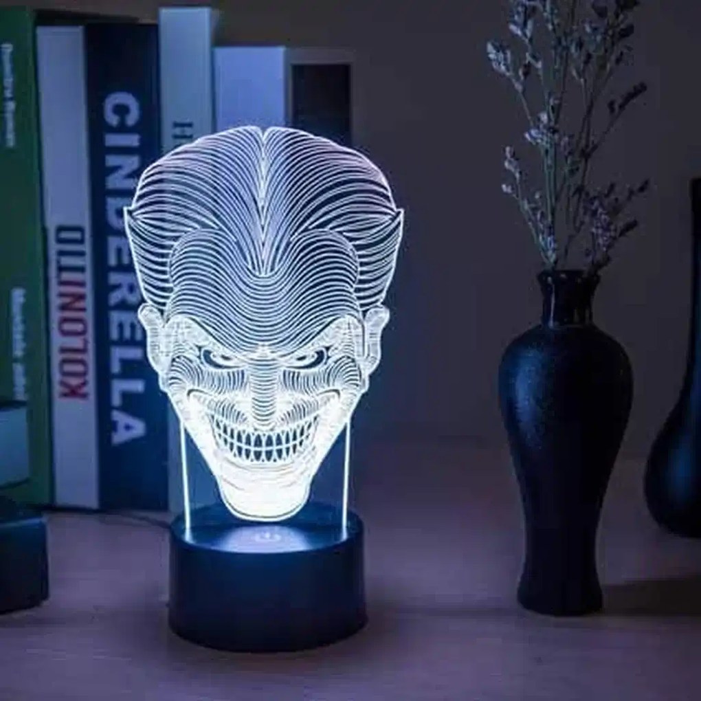 3Dmix 3DL-CLK059 – 3D LED nočná lampa - Joker (Hodiny s budíkom)