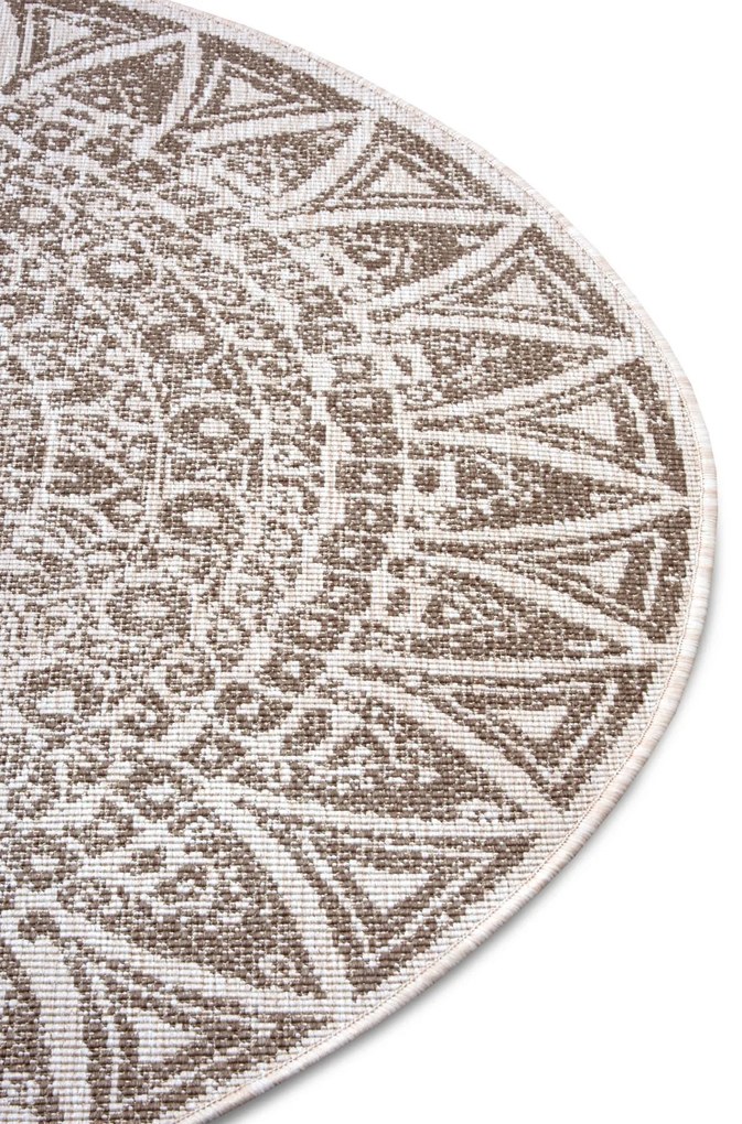 Mujkoberec Original, Kusový koberec Mojkoberec Original Nora 105453 Linen kruh – na von aj na doma, 140x140 (priemer) kruh, hnedá, chodba / predsieň