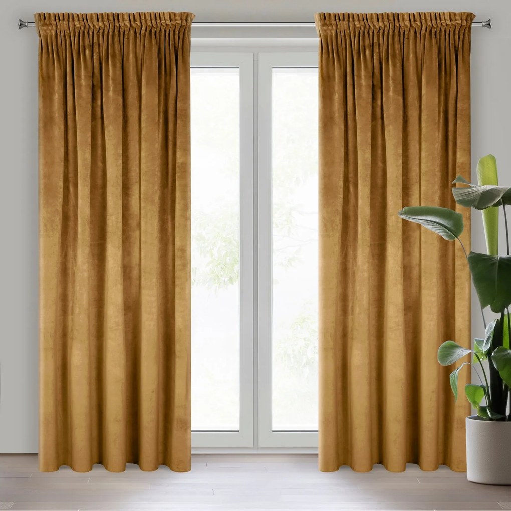 ZATEMŇOVACÍ ZÁVES NA PÁSKE RIA 140X270 CM MEDOVÁ