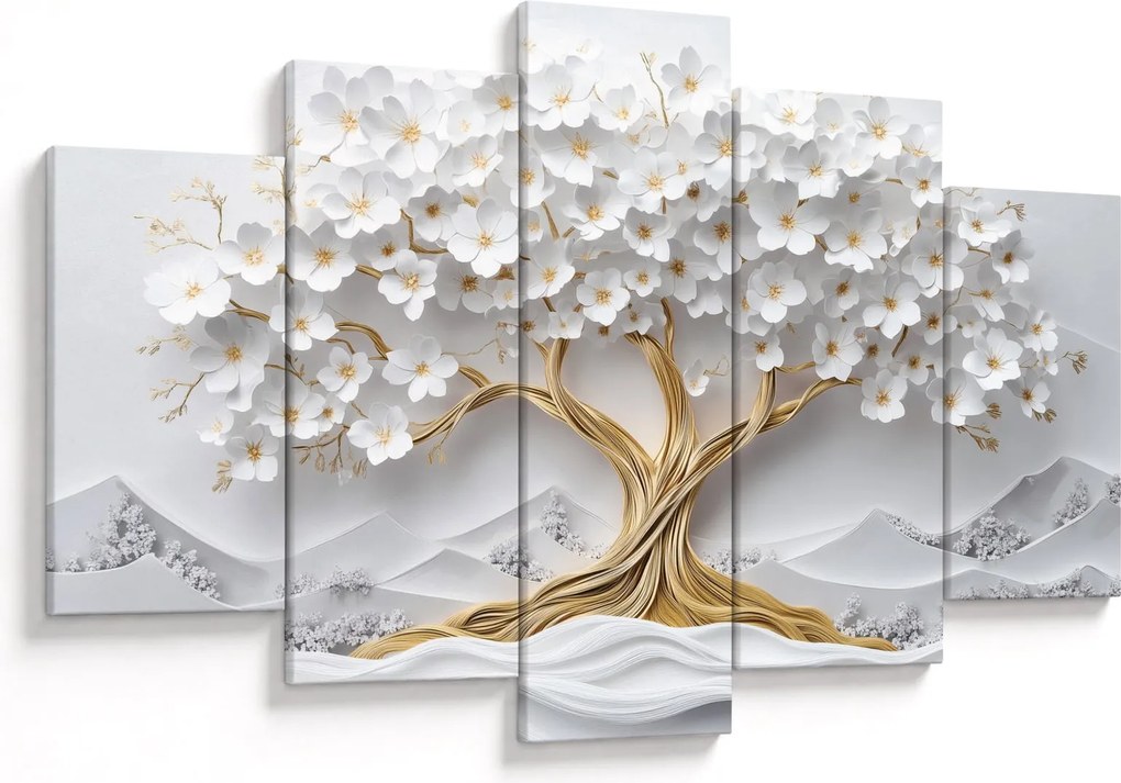 Obraz – 3D elegantný strom života plný kvetov (150x105 cm)