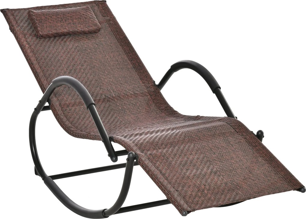 Outsunny vonkajšie hojdacie ležadlo s opierkami, opierkou hlavy, ratanovým efektom pre záhradu a terasu, max. zaťaženie 160 kg, 157x60x80 cm, hnedé |