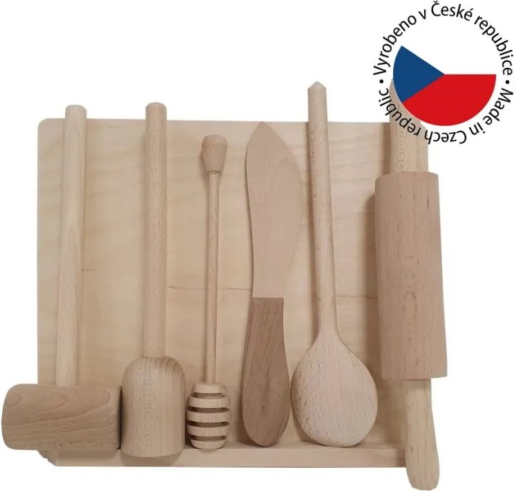 Drevená sada pre malých kuchárov, 40 x 7 x 30 cm, 6 ks