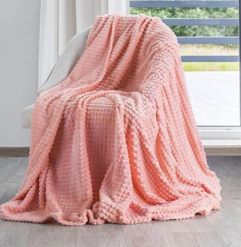 DomTextilu Štýlová teplá deka korálovo ružovej farby Šírka: 170 cm | Dĺžka: 210 cm 14466-104322