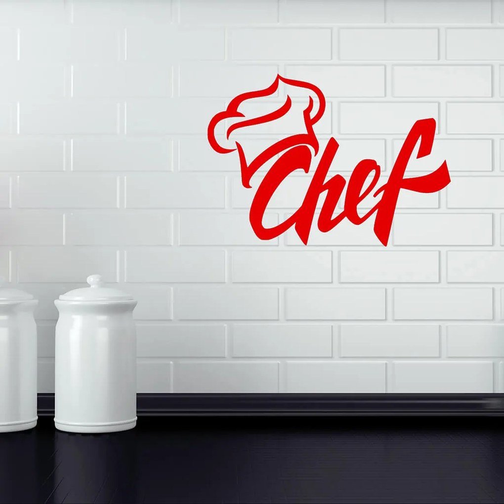 Veselá Stena Samolepka Chef Farba: bílá, Veľkosť: 60 x 42 cm