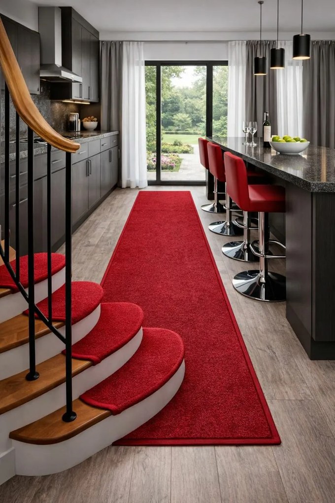 Vopi Nášľapy na schody Eton červený obdĺžnik, samolepiaci - 25x80 obdĺžnik (rozmer vrátane ohybu)