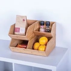 JJA Bambusový organizér, úložný box 2-komorový, dvojitý, DOUBLE CAJA, 34x31x13