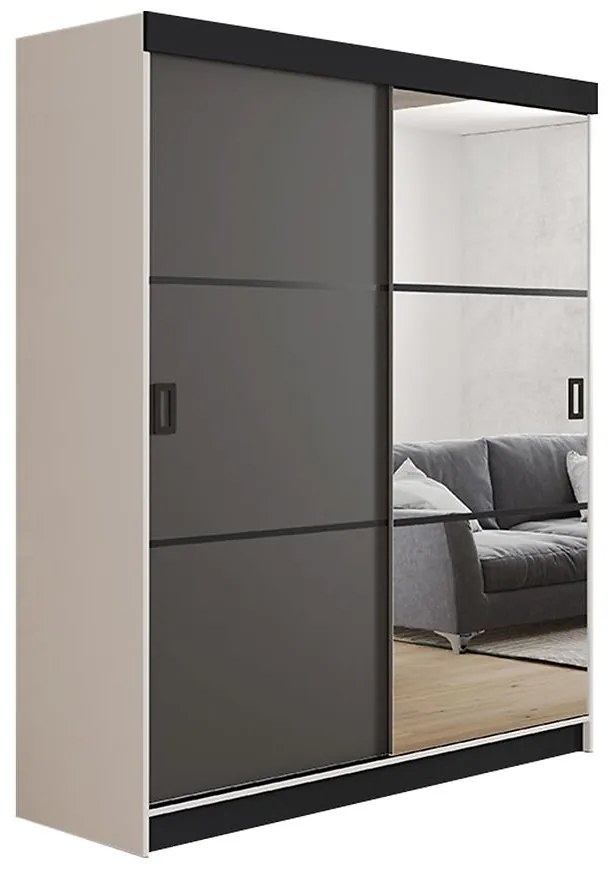 Skriňa Retro 138 3L Biely / Dvierka grafit