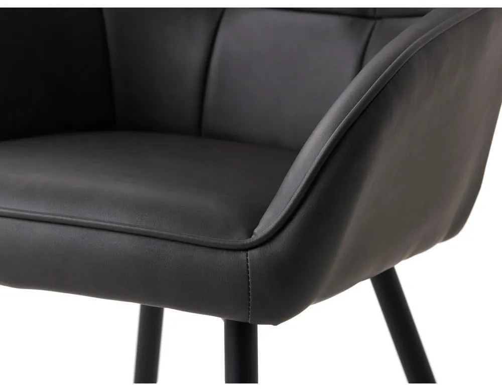 Tmavosivé čalúnené jedálenské kreslá v súprave s podrúčkami 2 ks Nolan Square – Unique Furniture