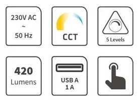 LED Stmievateľná stolná lampa s USB LED/7W/230V 3000K/4000K/5500K biela