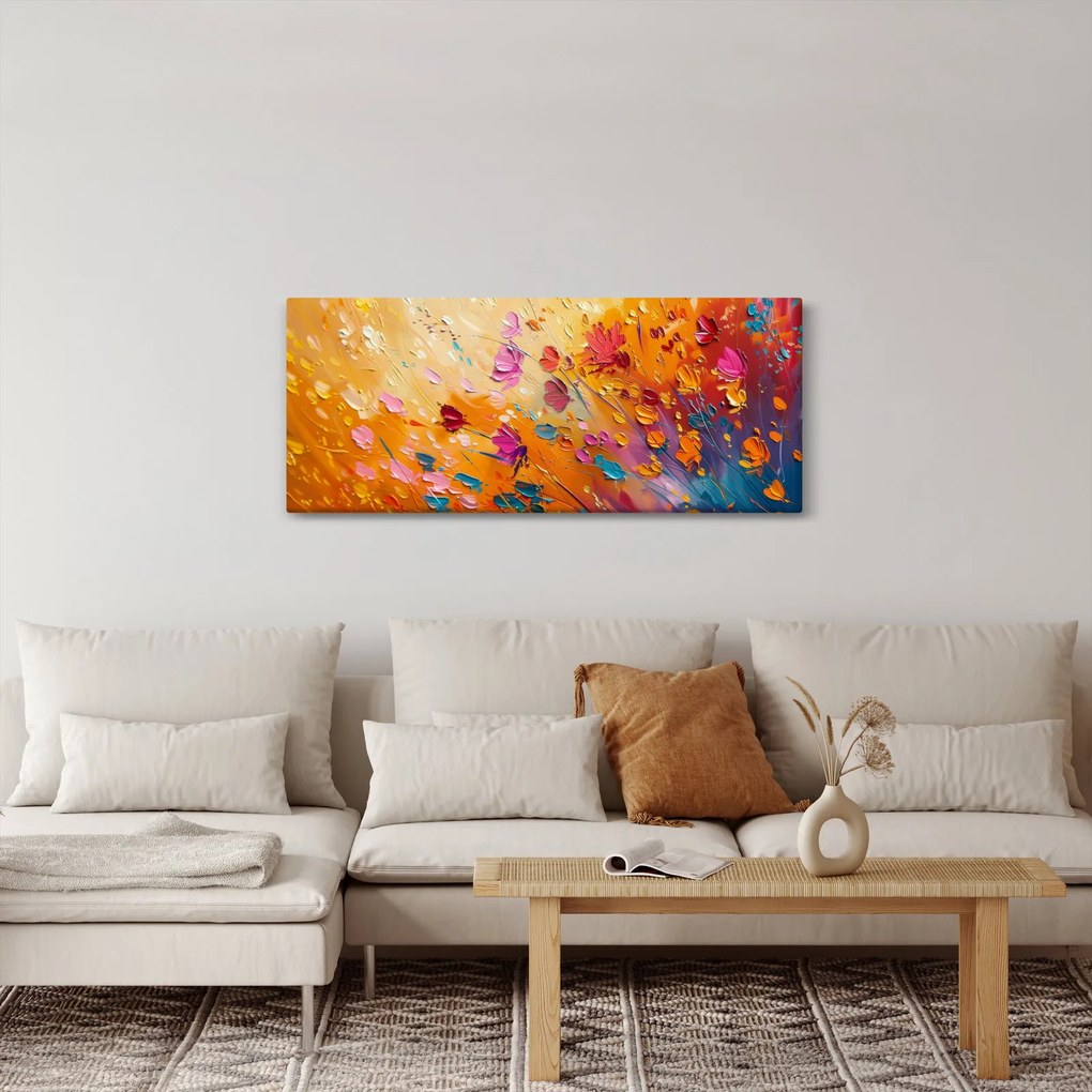 Obraz - Maľba farebných kvetov (120x50 cm)