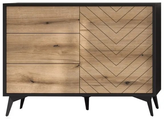 Komoda DIAMOND 77x104 cm čierna/dub evoke