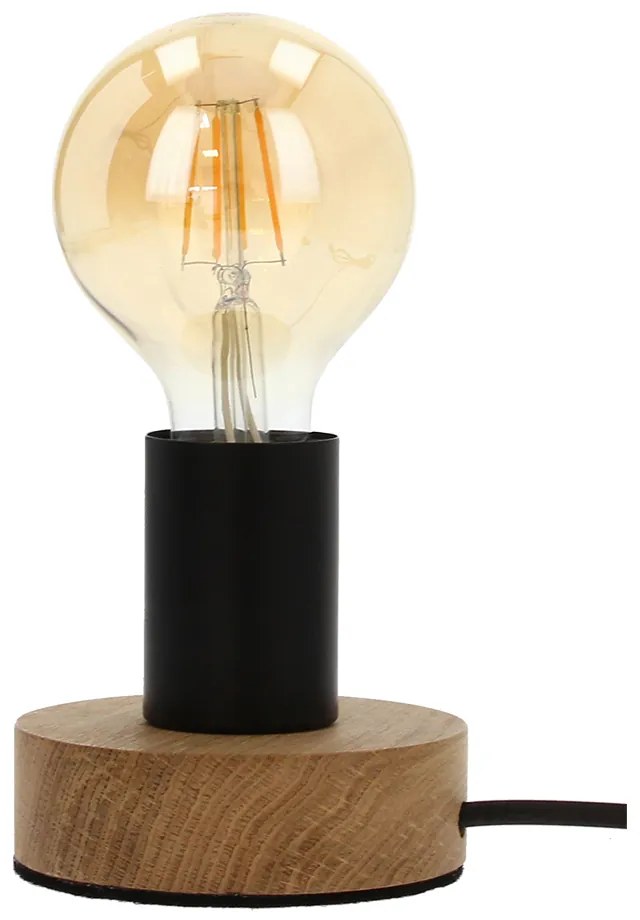 Stolná lampa Enar 1xE27 Max.25W Oiled Oak/Black/Black PCV
