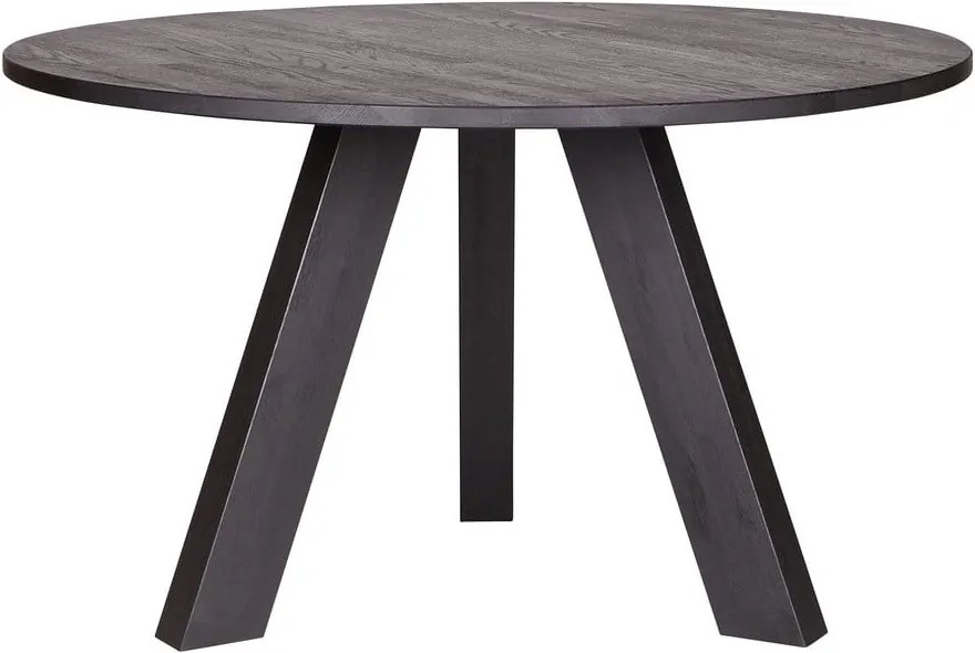 Čierny jedálenský stôl z dubového dreva WOOOD Rhonda, Ø 129 cm