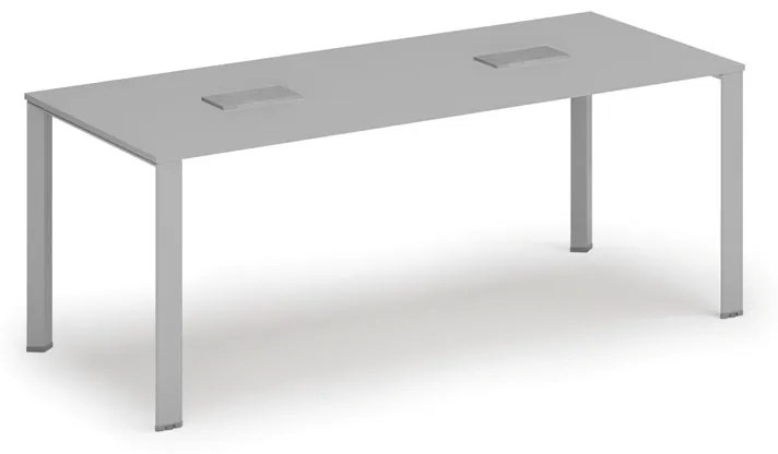 Stôl PRIMO INFINITY 2000 x 900 x 750, sivá + 2x stolná zásuvka TYP IV, strieborná