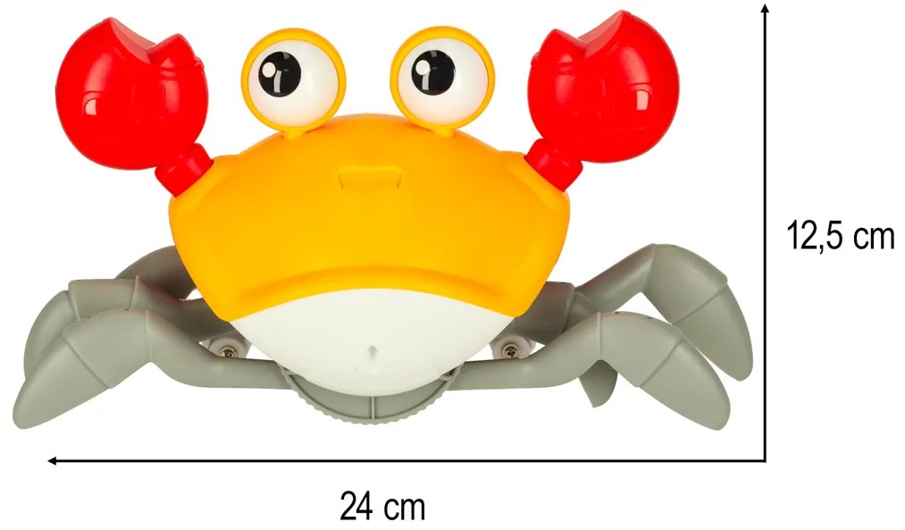 KIK Interaktívna hračka krab so zvukom a senzorom, USB nabíjanie, červený