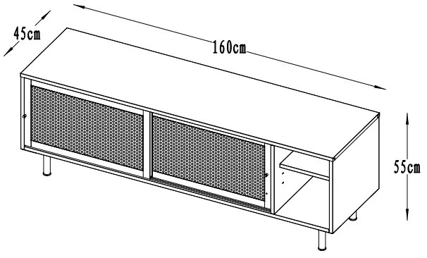 Dizajnový TV stolík Taiyanna 160 cm čierny