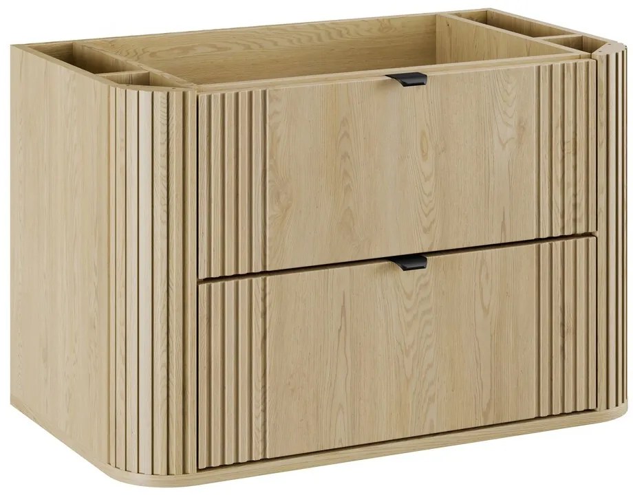 Kúpeľňová zostava Ovalia Pure so skrinkami a zápustným umývadlom 80 cm dub Cremona