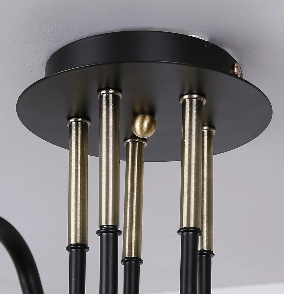 Candellux Čierno-zlaté stropné svietidlo Unica pre žiarovku 5x E27 35-00897