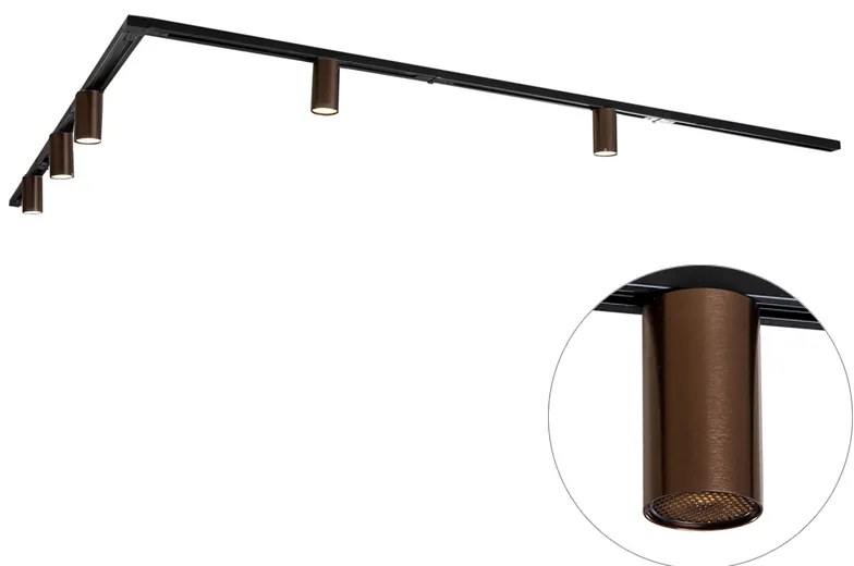 Moderný koľajnicový systém s 5 reflektormi tmavá bronz 1-fázový GU10 35 mm - Iconic Ruby