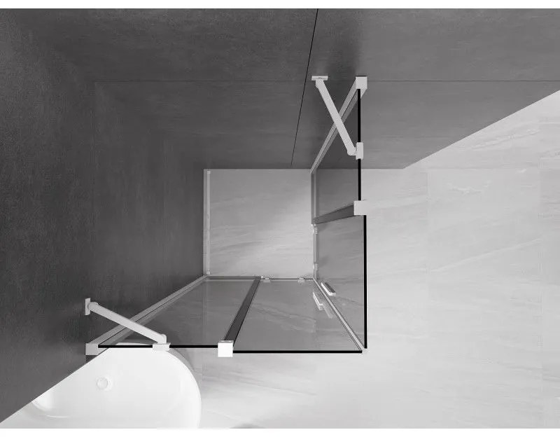 Mexen Velar Duo, sprchový kút s posuvnými dverami 90 x 90 cm, 8mm šedé sklo, biela matná, 871-090-090-42-20