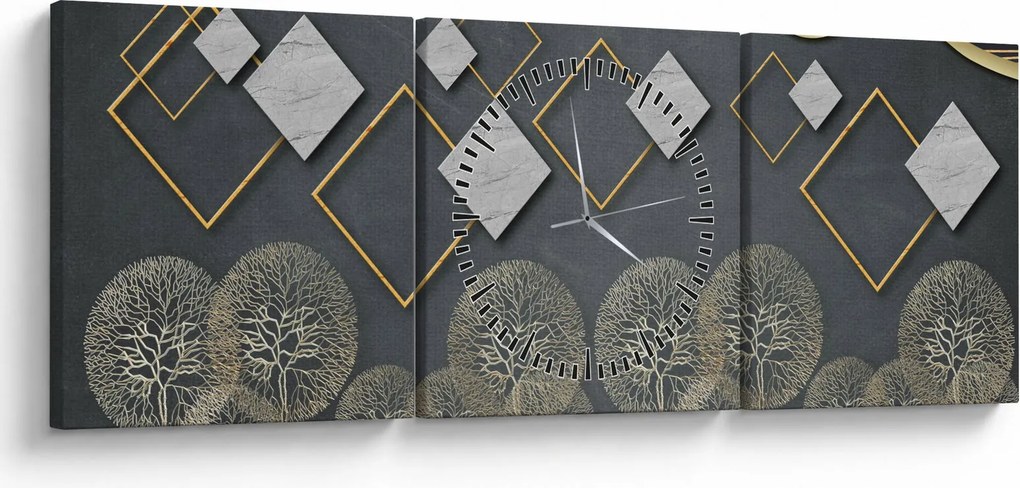 Obraz abstrakcie (s hodinami) (90x30 cm)