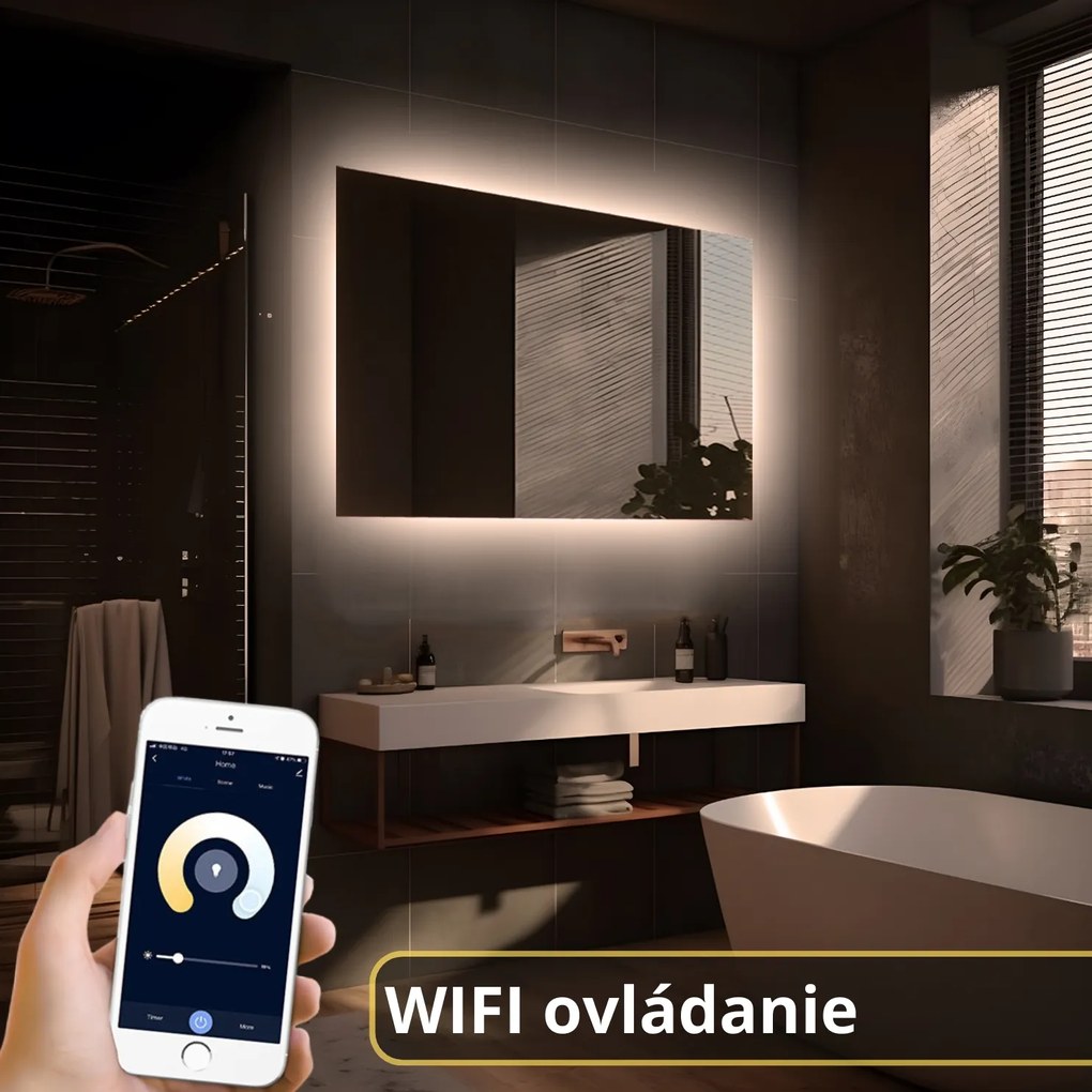 LED zrkadlo Romantico 70x50cm teplá biela - wifi aplikácia