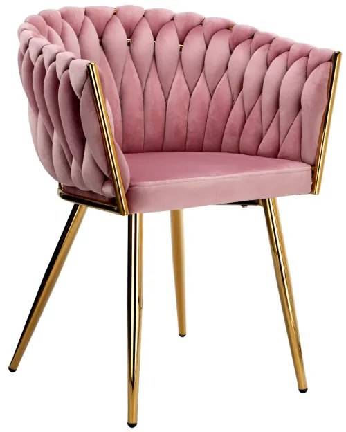 Jedálenská stolička COFTON zamatová, zlatá / ružová