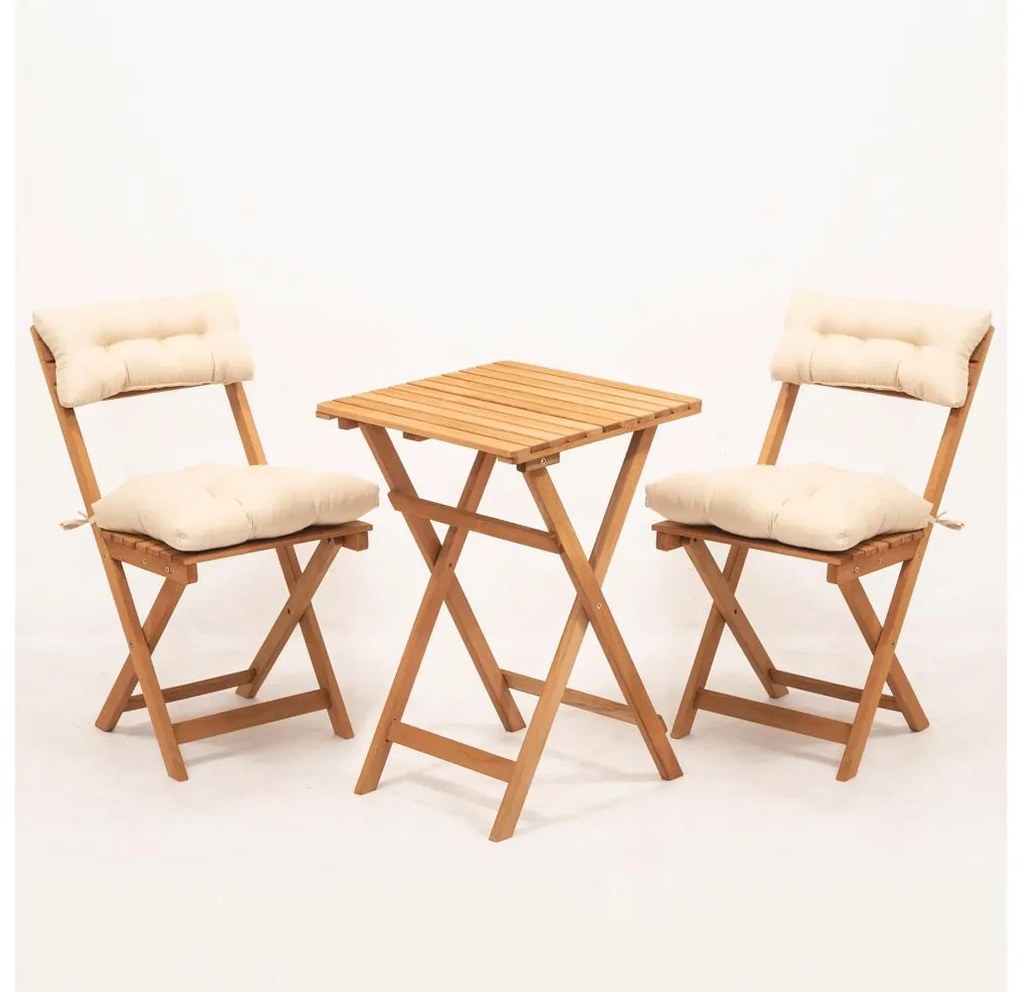 Balkónová sada s vankúšmi, buk